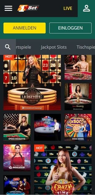 1Bet Mobile Casino Live-Händler
