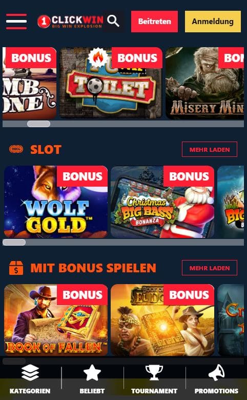 1ClickWin Casino Mobile Spiele