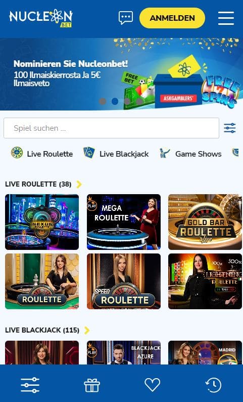 Nucleonbet Casino Mobile Live-Händler