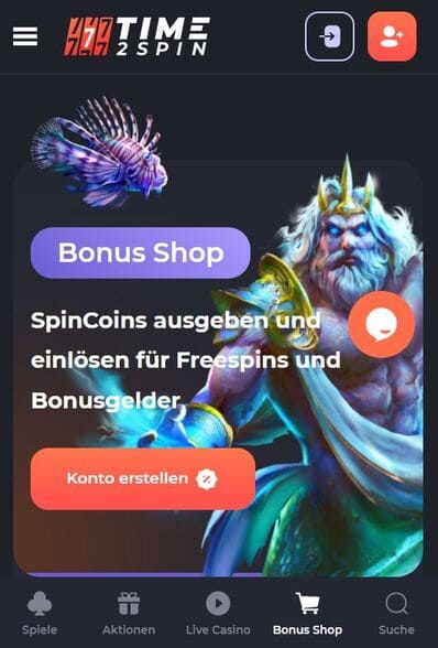 Time2Spin Mobile Casino Willkommenspaket